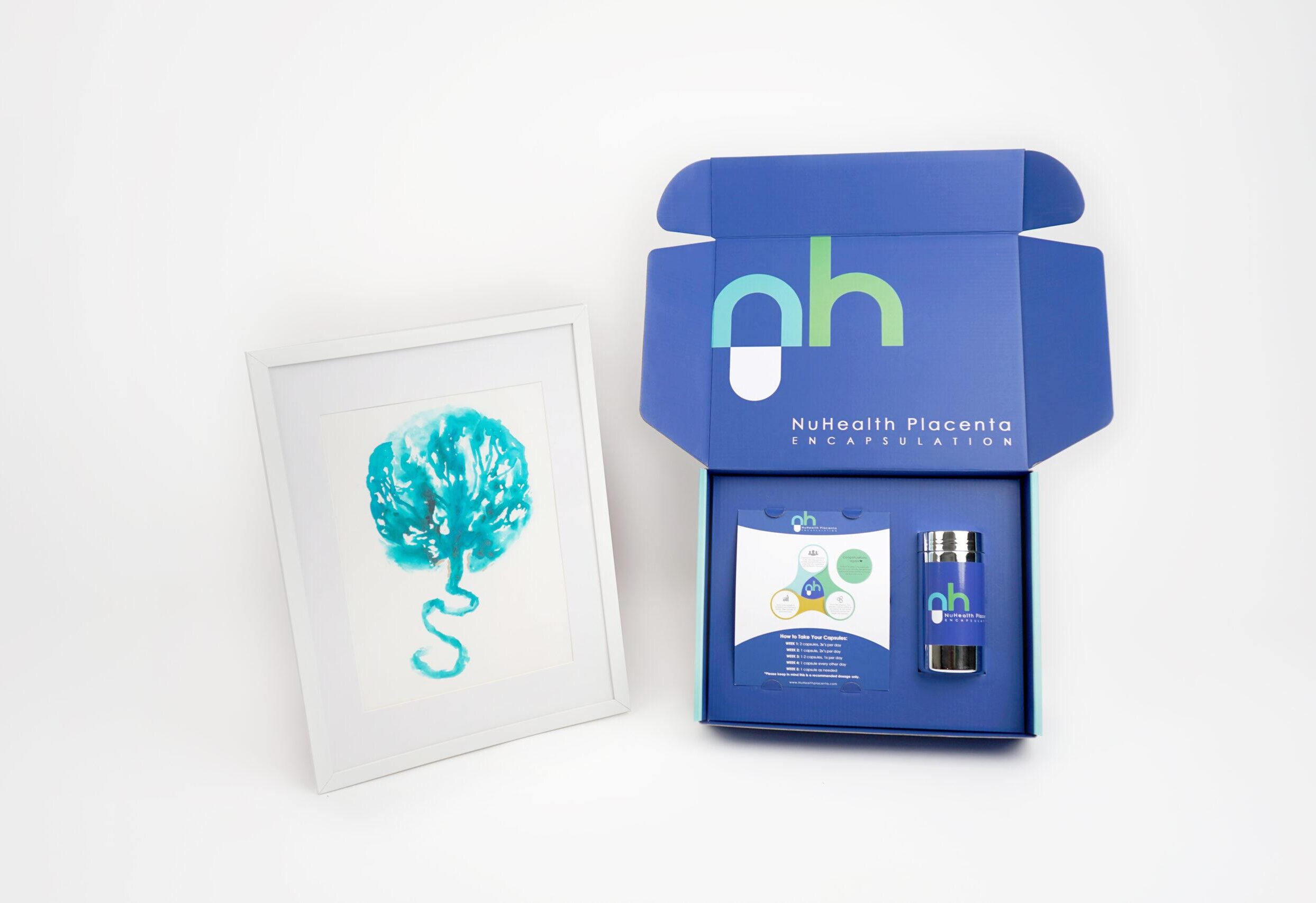 Placenta Encapsulation with Placenta Print Package – teal placenta print keepsake | NuHealth
